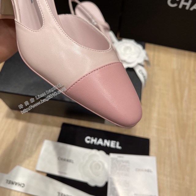 Chanel專櫃經典款女士涼鞋 香奈兒時尚sling back涼鞋平跟鞋6.5cm中跟鞋 dx2553